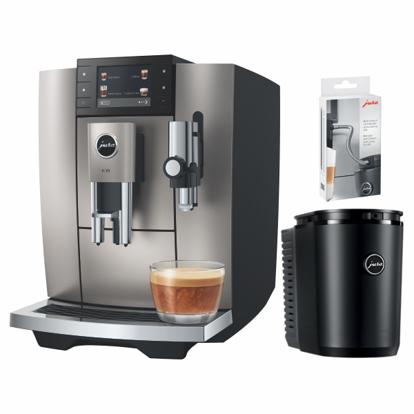 Jura E8 Coffee Machine 2026 + 1L Cool Control + HP3 Stainless Steel Milk Pipe
