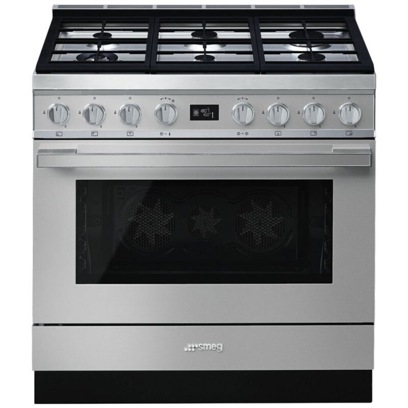 Smeg 90cm Portofino Gas Electric Pyrolytic Cooker – Stainless Steel